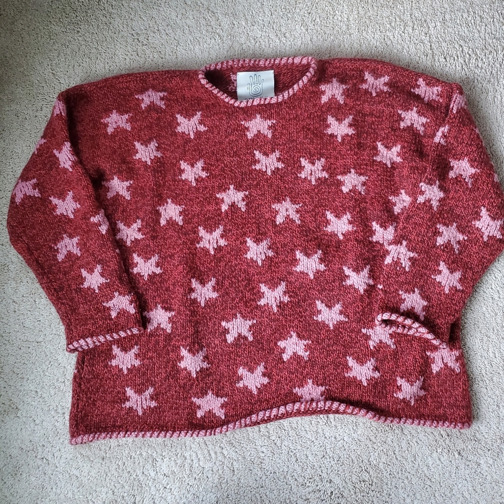 NWOT Amano Star Pullover Sweater Baked Red